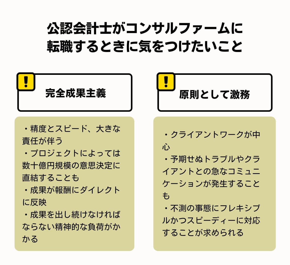 公認会計士がコンサルティングファームに転職する際に考慮すべきリスク