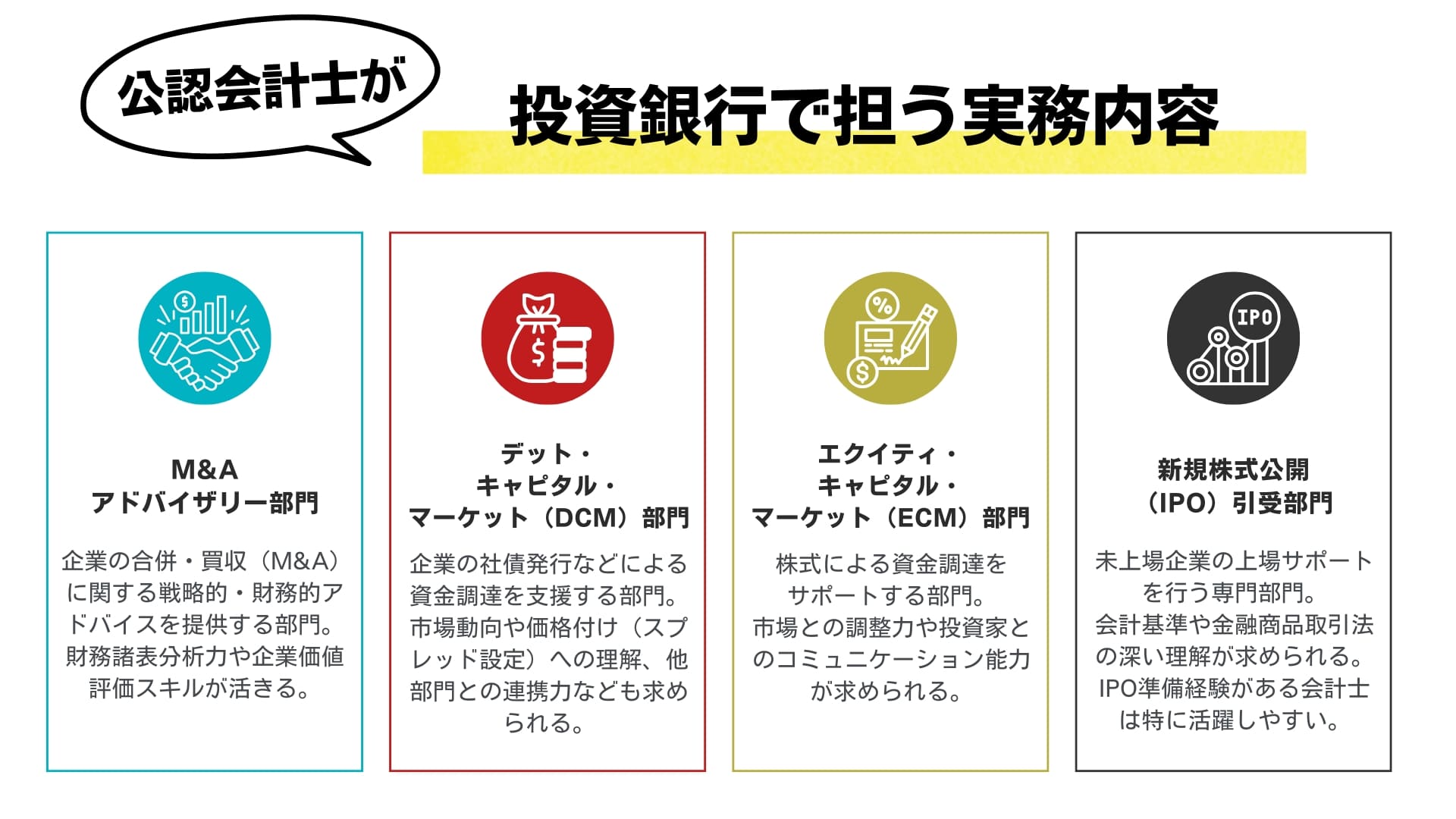 公認会計士が投資銀行で担う実務内容