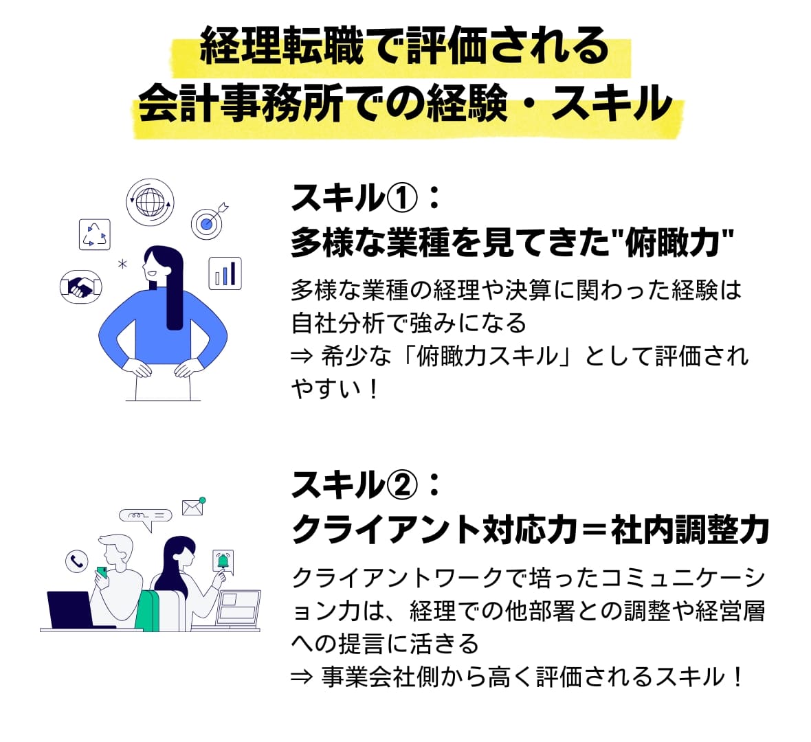 経理転職で評価される会計事務所での経験・スキル