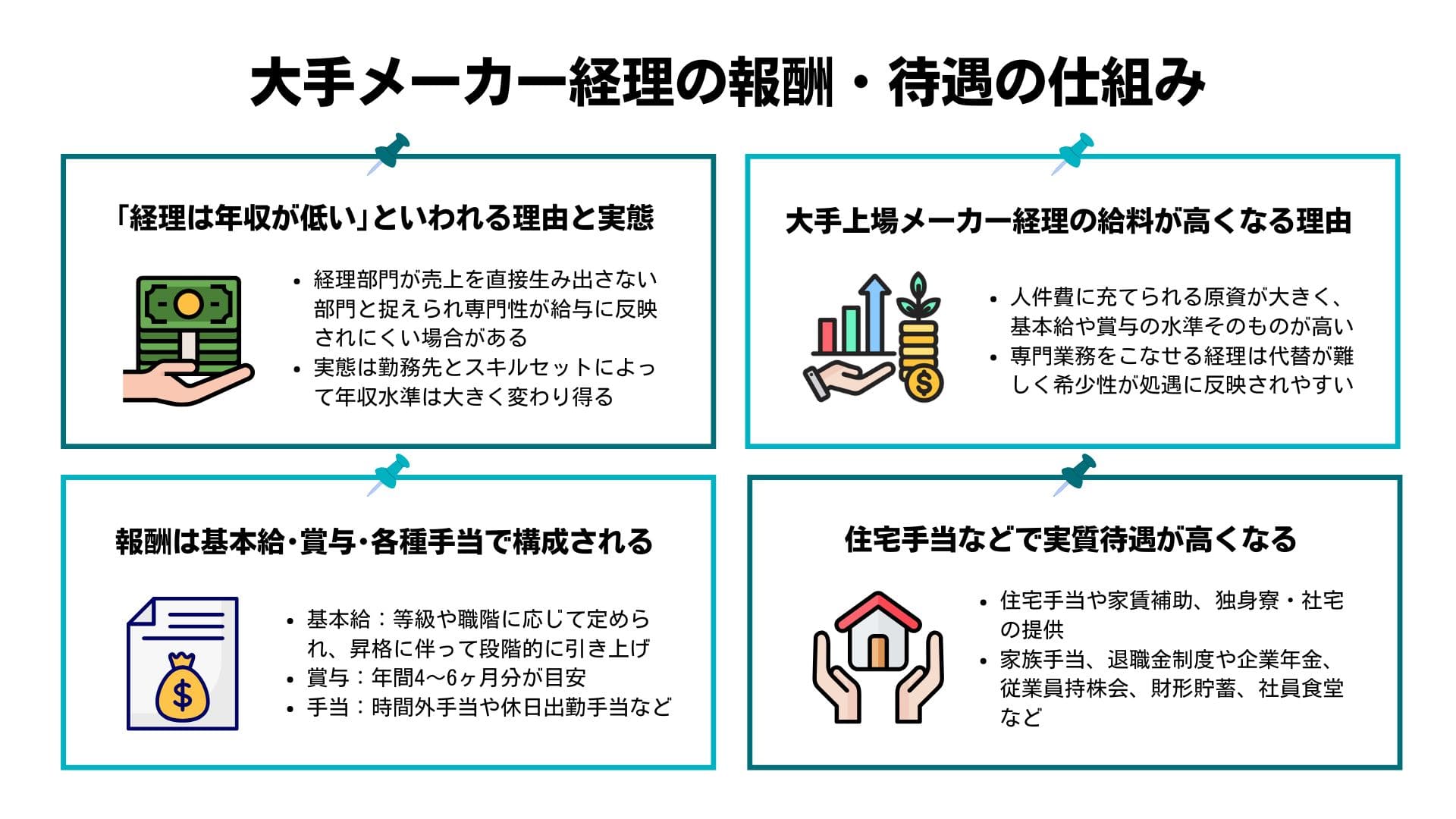 大手メーカー経理の報酬・待遇の仕組み