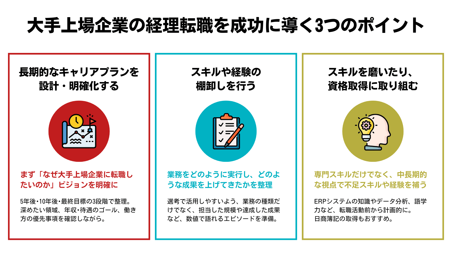 大手上場企業の経理転職を成功に導く3つのポイント